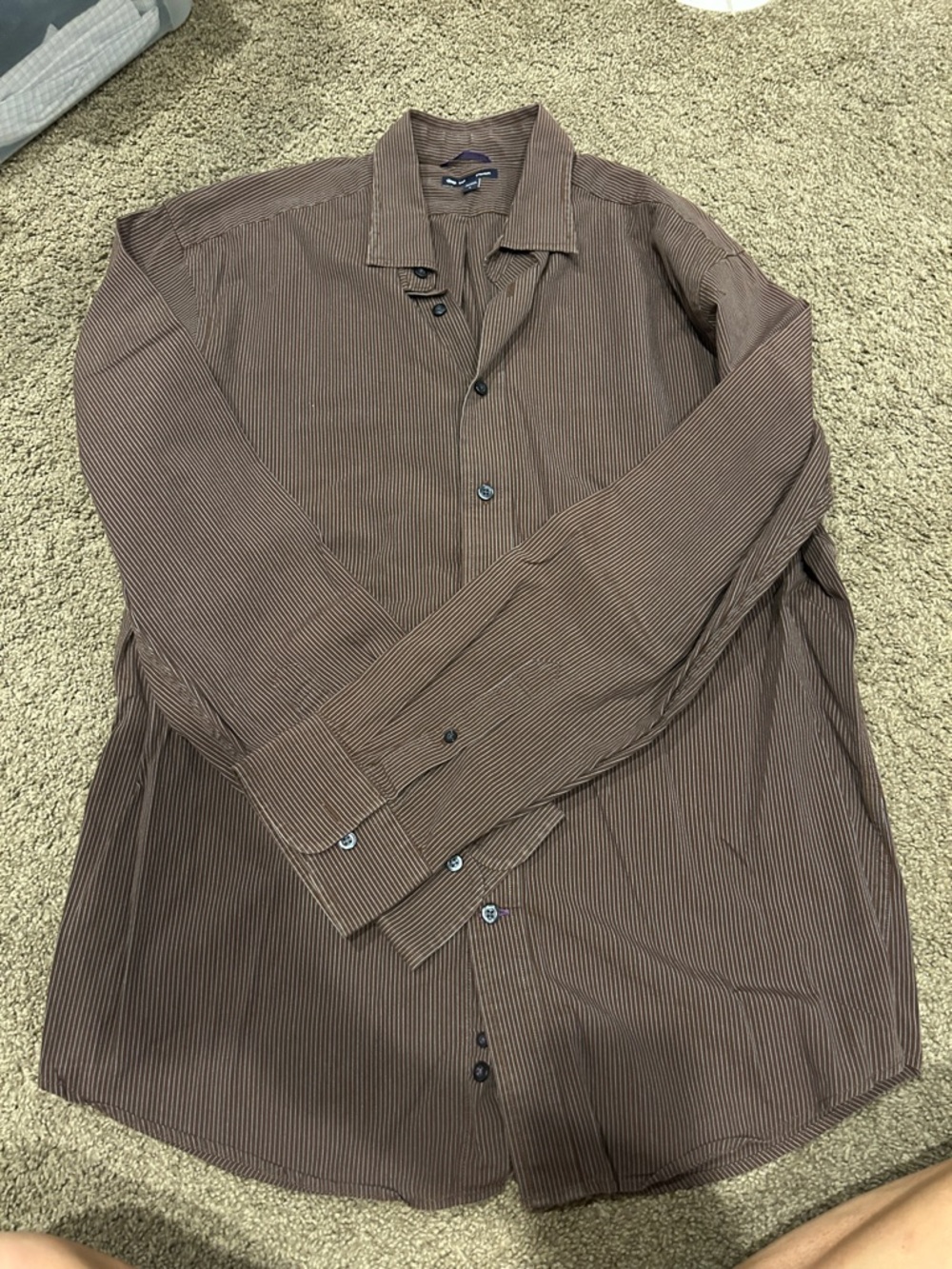 GAP Men's Brown Pinstripe Casual Button-Down Shirt